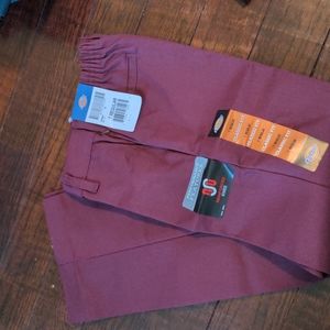 Dickies boys classic fit flat front pants burgundy color
